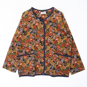 코튼 코듀로이 꽃무늬 노카라 자켓(가슴단면 55cm)
